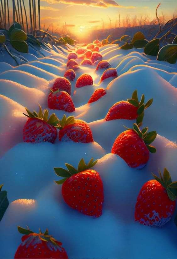 The peaceful beauty of the strawberry garden covered in a blanket of snow leaves everyone enchanted. – The Daily Worlds