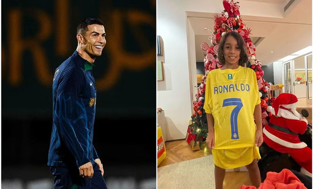 Little Liam was given a jersey by Ronaldo