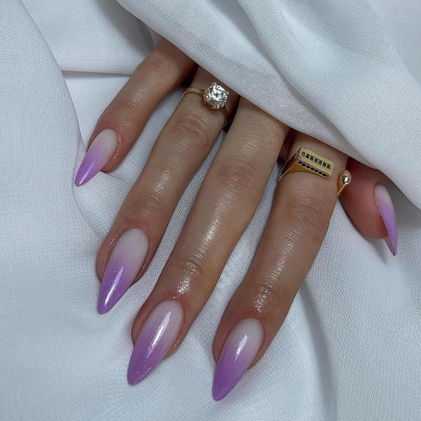 Purple to White Ombre Nails