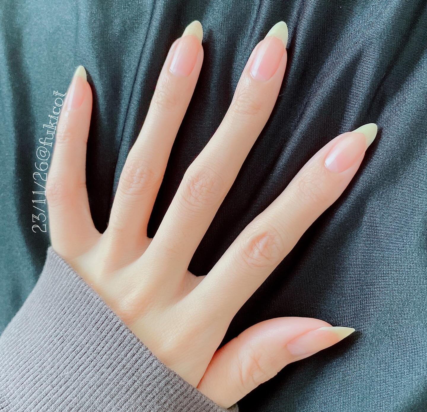 Natural long almond clear nails