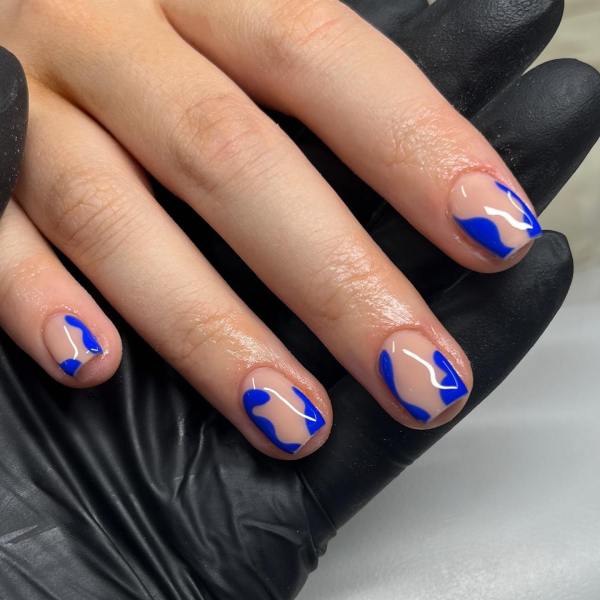 Solid Blue Swirly Nails