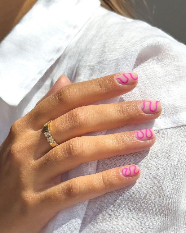 Pink Swirl Nails