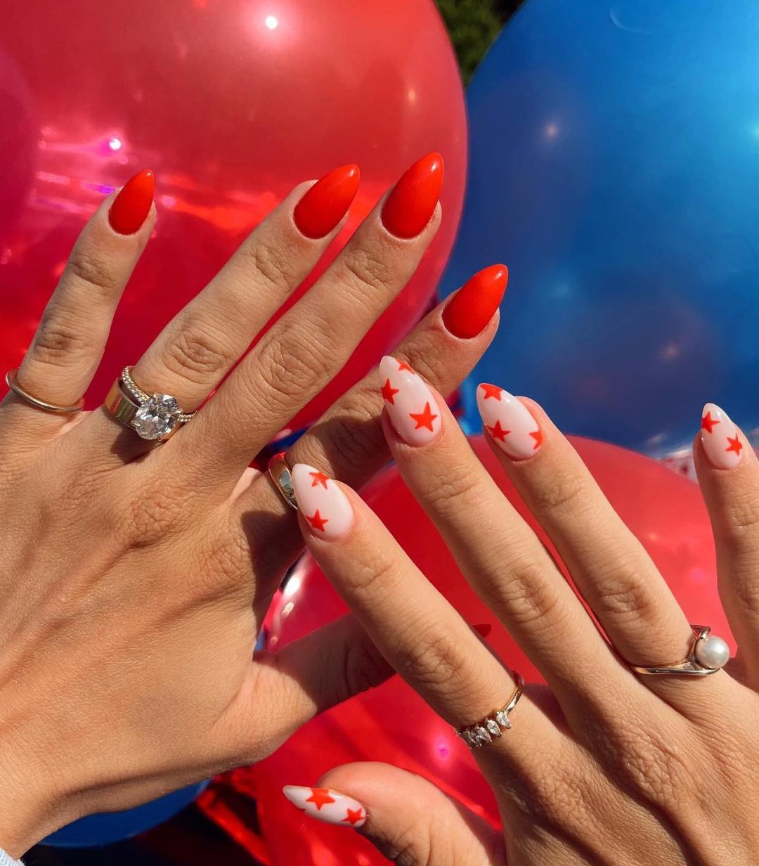 Red star nails for 4th of July.