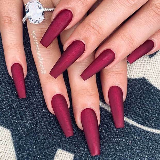 Metallic Red Nails