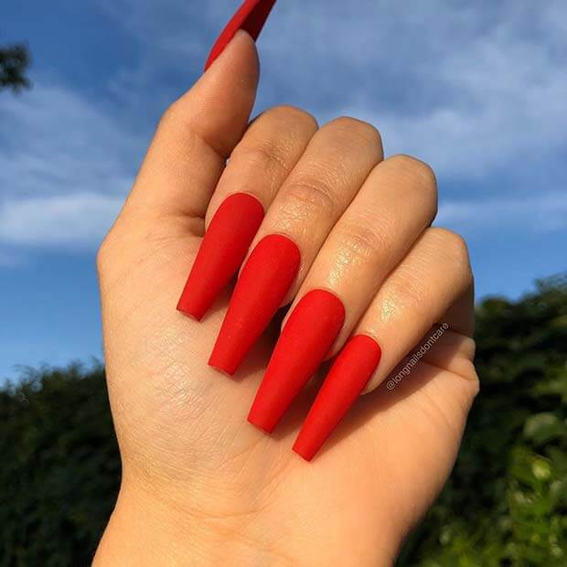 Trendy Matte Coffin Nails