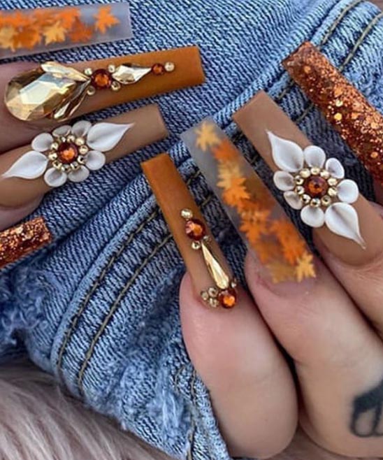 Fall Acrylic Coffin Nails