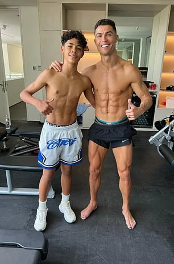 Cristiano Ronaldo faces gym competition from son Cristiano Jr as they train together at Al-Nassr | SportsRation