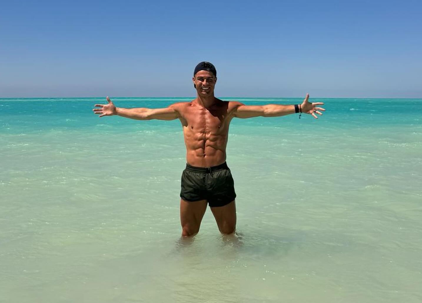 Cristiano Ronaldo showed off his physique in swimming trunks