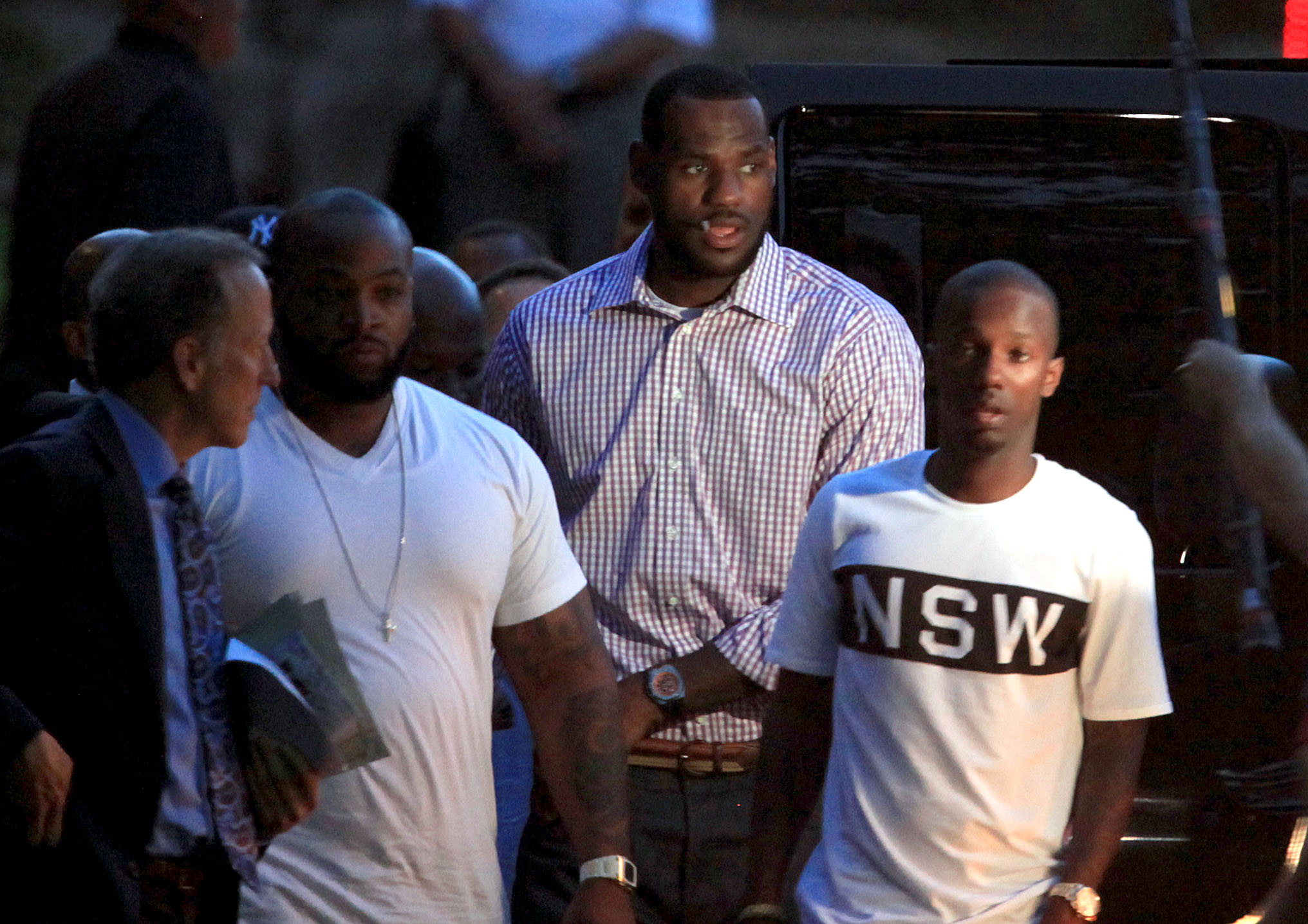 LeBron James arrives at the Boys and Girls Club in Greenwich, CT, where James is expected to make his decision tonight Thursday, July 8, 2010. He arrived at 8:48.   (Joshua Gunter/The Plain Dealer)