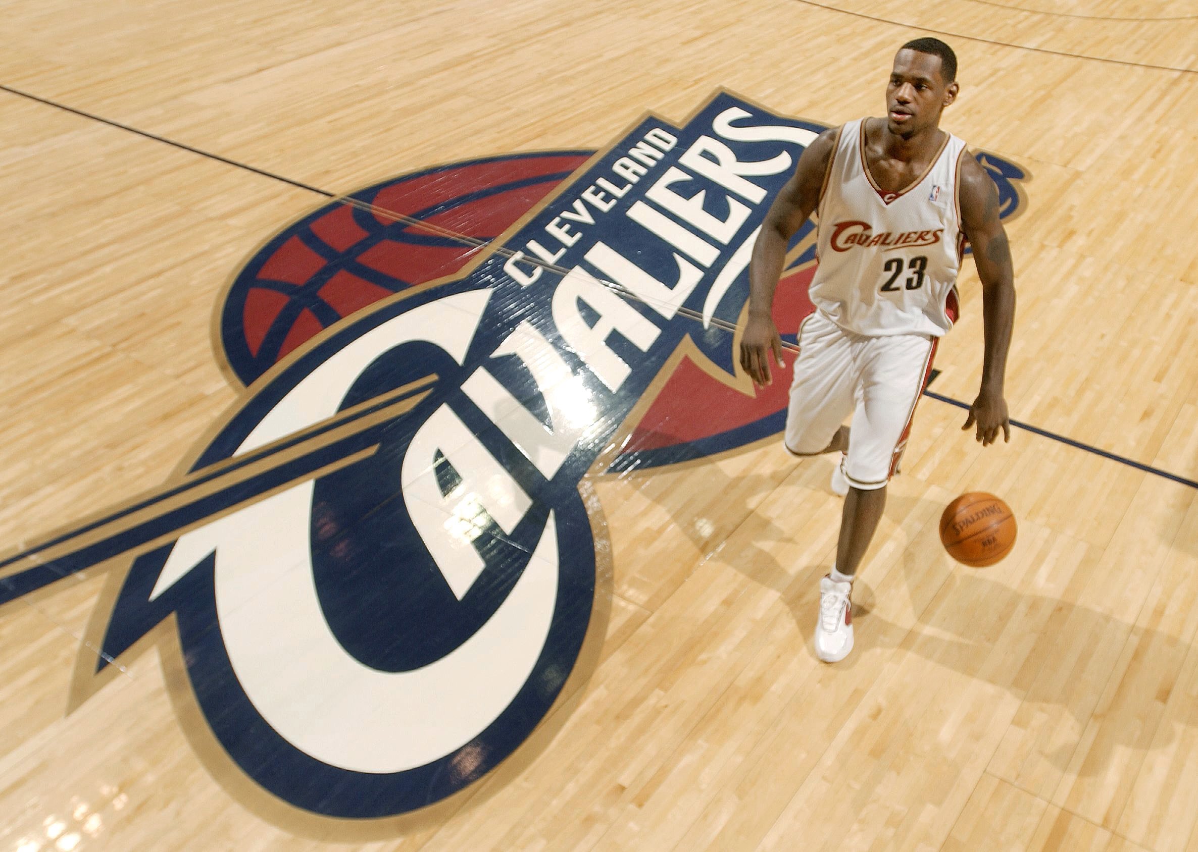 Cleveland Cavaliers LeBron James during media day October 2, 2003 at Gund Arena in Cleveland.  (John Kuntz/The Plain Dealer)