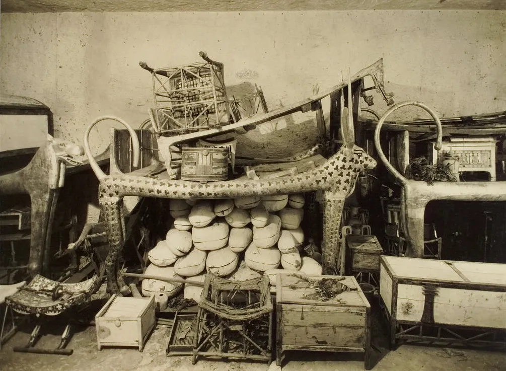 One of the chambers of Tut's tomb, as photographed by Harry Burton