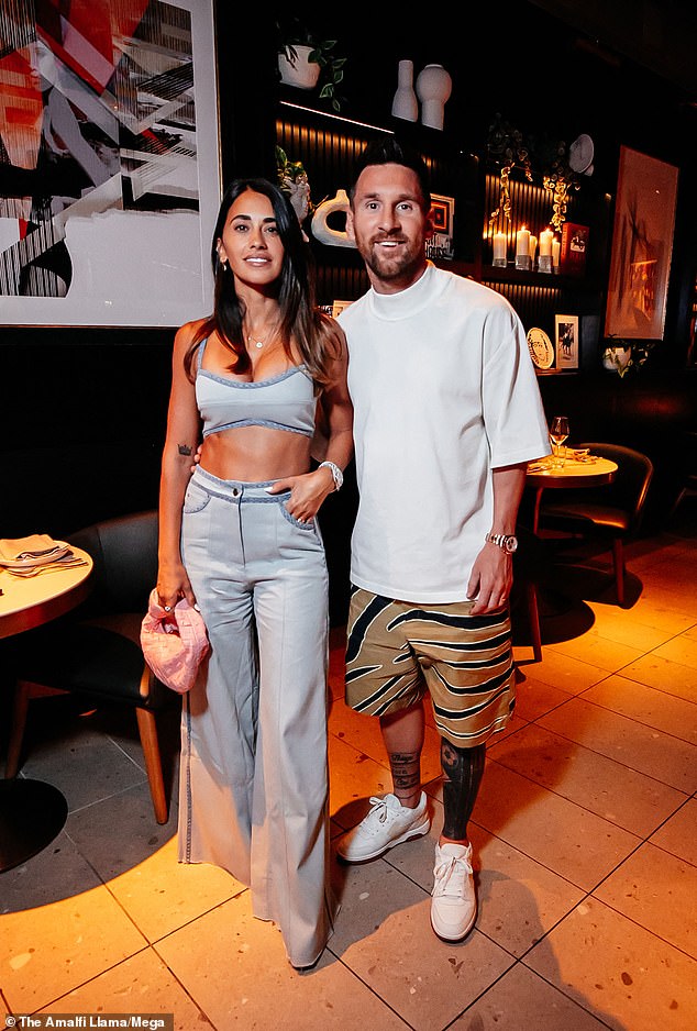 Lionel Messi and wife Antonela Roccuzzo head out for dinner at the Amalfi Llama in Miami