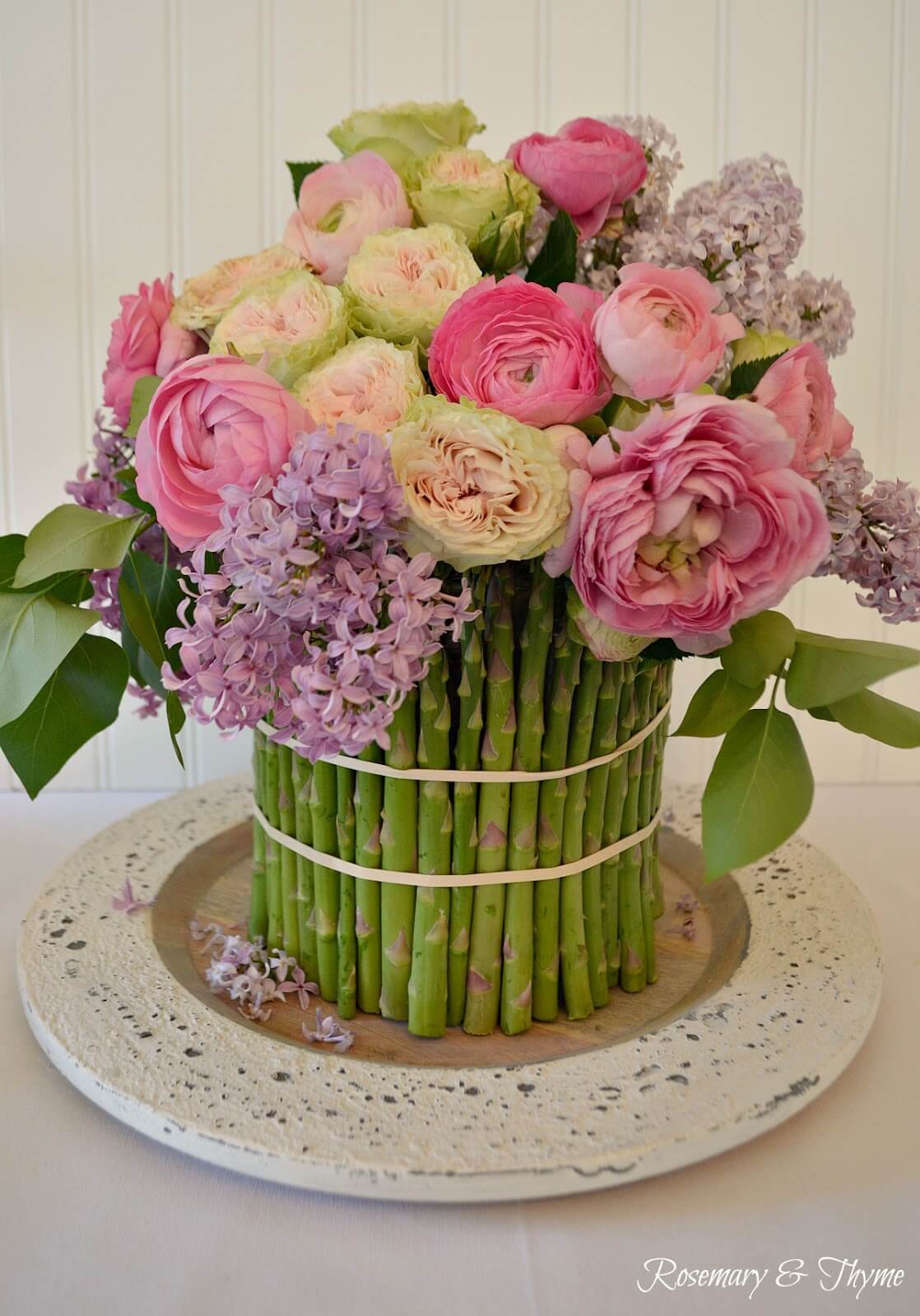 Pretty Asparagus Based Flower Arrangement