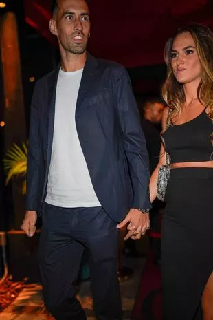 Sergio Busquets and his wife, Elena Galera