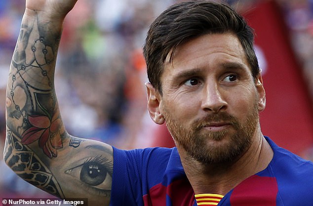 Messi has a tattoo on his right bicep which looks to be a tribute to his longtime wife, Antonela